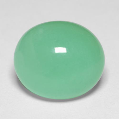 Light Fern Green Chrysoprase Gem - 6.3ct Oval Cabochon (ID: 546707)