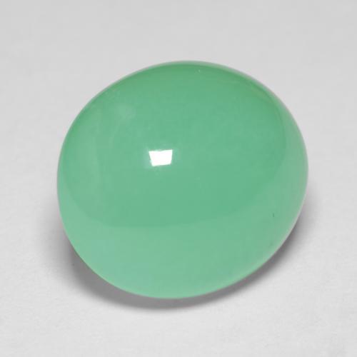 6.31 ct Green Chrysoprase Stone, Natural Chrysoprase in Oval Cabochon Shape for Sale