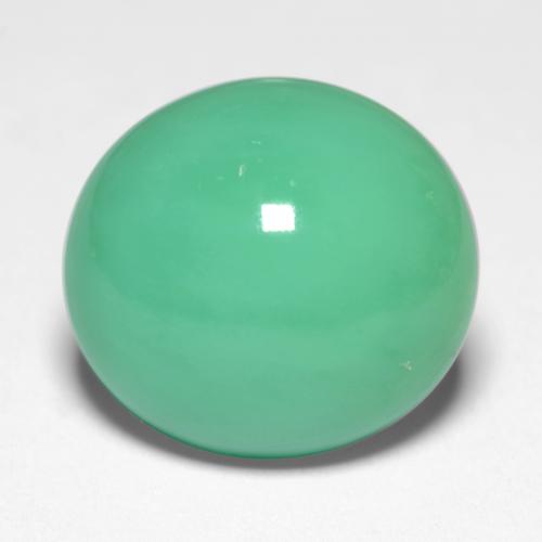 Medium Green Хризопраз Камень - 9.1ct Овал Кабошон (ID: 546917)