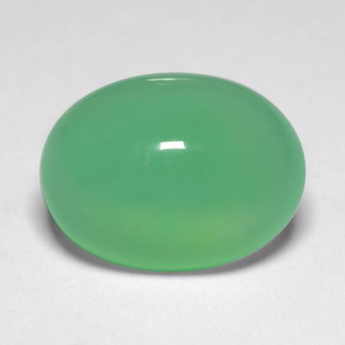 Shamrock Green Chrysoprase Gem - 6.9ct Oval Cabochon (ID: 546923)