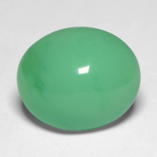 Verde amarillento Crisoprasa Gema - 6.1ct Cabujón Óvalo (ID: 546928)