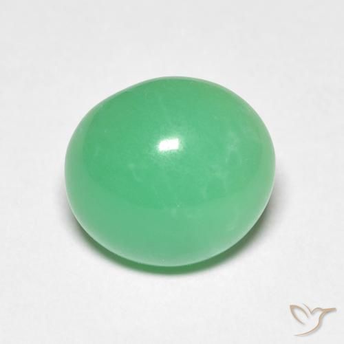Crisoprasio Ovale cabochon da 3,38 ct dal Madagascar, dimensione 10,1 x 9,2mm, purezza Opaque, pietra preziosa naturale non trattati, Crisoprasio 1pc in colore Verde giallastro pallido, durezza Mohs di 6,5 - 7 adatto per gioielli da indossare ogni giorno, Photo A