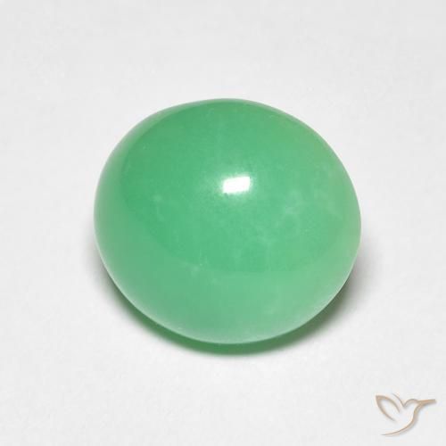 3.38 ct Green Chrysoprase Stone, Natural Chrysoprase in Oval Cabochon Shape for Sale