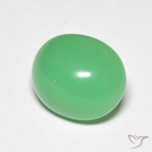5.20 ct Green Chrysoprase Stone, Natural Chrysoprase in Oval Cabochon Shape for Sale