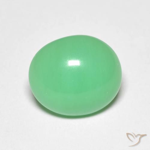11,1 x 9,7mm Crisoprasio verde Ovale cabochon dal Madagascar, peso di 4,02 ct, pietra preziosa naturale non trattati in purezza Opaque, Crisoprasio 1pz - il colore è Verde giallastro pallido, durezza Mohs di 6,5 - 7 adatto per gioielli da indossare ogni giorno, Photo A