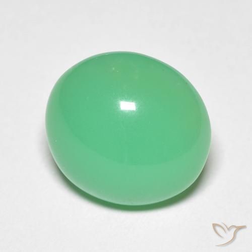 5.50 ct Green Chrysoprase Stone, Natural Chrysoprase in Oval Cabochon Shape for Sale
