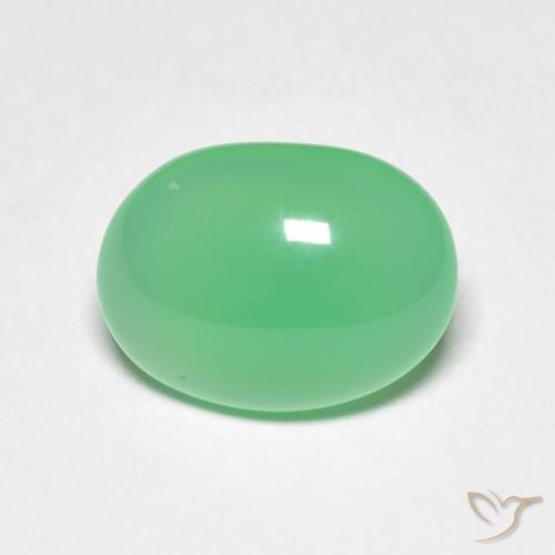 Crisoprasio Ovale cabochon da 3,71 ct dal Madagascar, dimensione 11,7 x 8,9mm, purezza Translucent, pietra preziosa naturale non trattati, Crisoprasio 1pc in colore Verde chiaro, durezza Mohs di 6,5 - 7 adatto per gioielli da indossare ogni giorno, Photo A