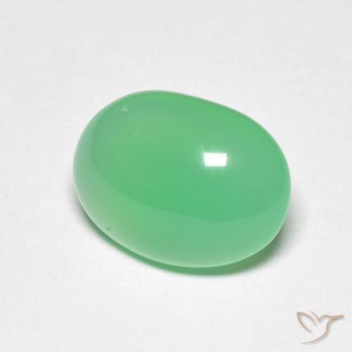 3.71 ct Green Chrysoprase Stone, Natural Chrysoprase in Oval Cabochon Shape for Sale