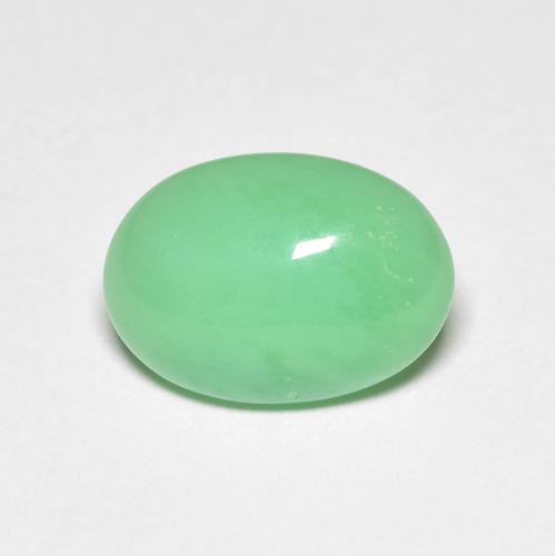 Chrysoprase Vert Ovale 12,3 x 8,8mm de Madagascar, poids de 3,9 ct, pierre gemme naturelle Non traité de pureté Opaque , 1 pièce de chrysoprase oval cabochon, couleur : Vert jaunâtre pâle , dureté de Mohs de 6.5 à 7 convient aux bijoux de tous les jours, pierre de sagesse, Photo A