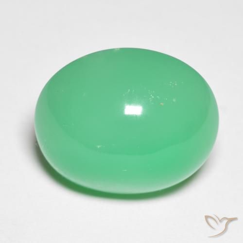 16,4 x 13,8mm Crisoprasio verde taglio ovale dal Madagascar, peso di 13,82 ct, pietra preziosa naturale non trattati in purezza Opaque, 1 pezzo Crisoprasio Ovale cabochon - Colore: Verde giallastro, durezza Mohs di 6,5 - 7 adatto per gioielli da indossare ogni giorno , Photo A