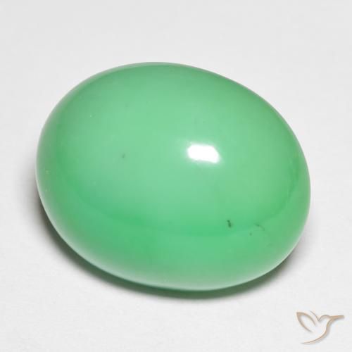 Crisoprasio ovale da 15,9 ct, 17,8 x 14,4 mm dal Madagascar, Photo A