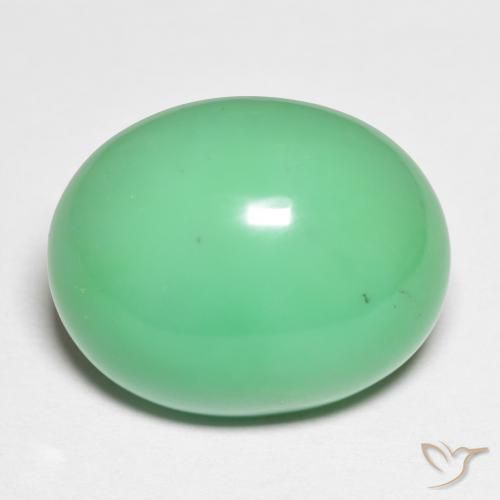 15.90 ct Green Chrysoprase Stone, Natural Chrysoprase in Oval Cabochon Shape for Sale