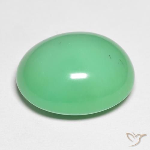 Chrysoprase Gemstone in 17.8 x 14.4 mm Size for Sale, Chrysoprase Stone in Light Shamrock Green Color