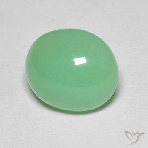 4.25 ct Green Chrysoprase Stone, Natural Chrysoprase in Oval Cabochon Shape for Sale