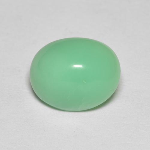 Crisoprasio 10,7 x 8,5mm verde Ovale cabochon dal Madagascar, peso di 3,17 ct, gemma naturale non trattati in purezza Transparent, 1 pezzo Crisoprasio - Colore: Verde chiaro, durezza Mohs di 6,5 - 7 adatto per gioielli da indossare ogni giorno, Photo A