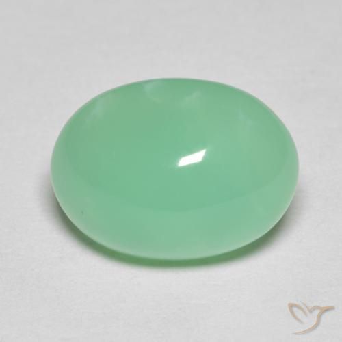 12,5 x 9,5mm Crisoprasio verde taglio ovale dal Madagascar, peso di 4,97 ct, pietra preziosa naturale non trattati in purezza Opaque, 1 pezzo Crisoprasio Ovale cabochon - Colore: Verde felce chiaro, durezza Mohs di 6,5 - 7 adatto per gioielli da indossare ogni giorno , Photo A