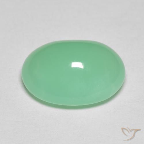 Chrysoprase Gemstone in 12.5 x 9.5 mm Size for Sale, Chrysoprase Stone in Light Fern Green Color