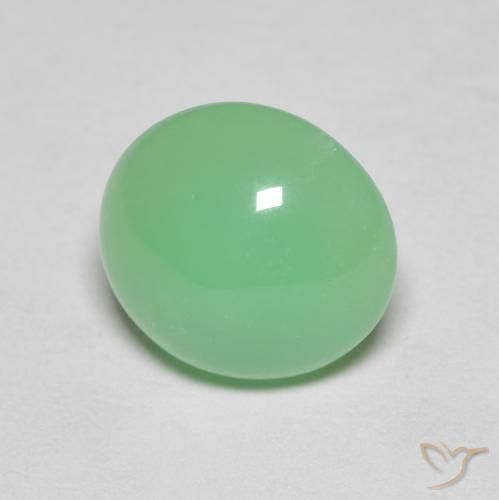 3.59 ct Green Chrysoprase Stone, Natural Chrysoprase in Oval Cabochon Shape for Sale