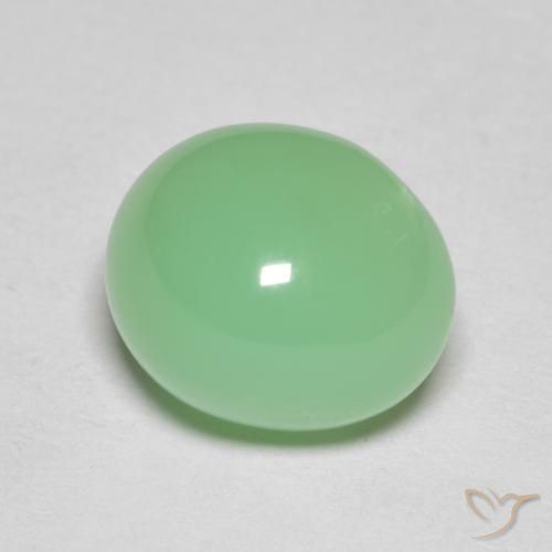 4.85 ct Green Chrysoprase Stone, Natural Chrysoprase in Oval Cabochon Shape for Sale