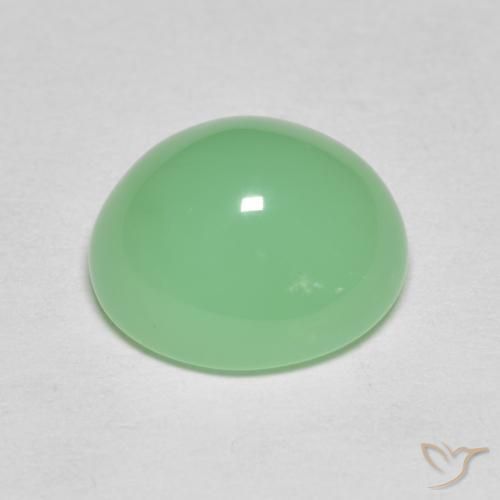 Chrysoprase Gemstone in 11.1 x 9.5 mm Size for Sale, Chrysoprase Stone in Light Shamrock Green Color