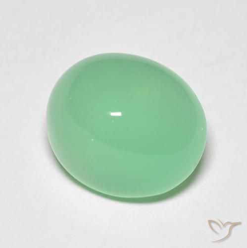 6.15 ct Green Chrysoprase Stone, Natural Chrysoprase in Oval Cabochon Shape for Sale