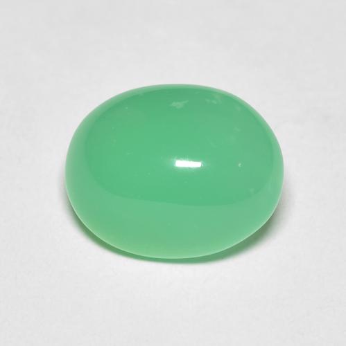 11,6 x 9,2mm grüner Chrysopras im Oval-Cabochon Schliff aus Madagaskar, Gewicht 4,48 ct, Garantiert echter Edelstein in Translucent Reinheit, 1 Stück Chrysopras - die Farbe ist Hellgrün, Mohs-Härte von 6,5 - 7 Geeignet für den täglichen Gebrauch im Schmuck, Photo A