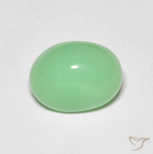 4.08 ct Green Chrysoprase Stone, Natural Chrysoprase in Oval Cabochon Shape for Sale