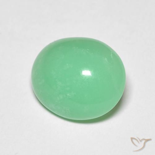 3.34 ct Green Chrysoprase Stone, Natural Chrysoprase in Oval Cabochon Shape for Sale