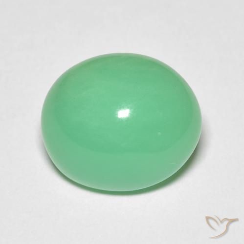 5,51ct Ovale cabochon verde Crisoprasio dal Madagascar, Dimension 12 x 10,3mm, Natural non trattati Gemstone, Opaque Clarity, 1 piece Crisoprasio in Verde chiaro di trifoglio Color, Mohs Hardness of 6,5 - 7 adatto per gioielli da indossare ogni giorno, Photo A