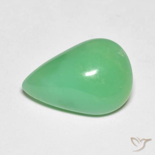 5.19 ct Green Chrysoprase Stone, Natural Chrysoprase in Pear Cabochon Shape for Sale