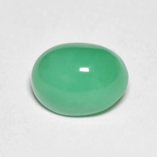 Crisoprasio Ovale cabochon da 2,91 ct dal Madagascar, dimensione 9,8 x 7,5mm, purezza Opaque, pietra preziosa naturale non trattati, Crisoprasio 1pc in colore verde felce, durezza Mohs di 6,5 - 7 adatto per gioielli da indossare ogni giorno, Photo A