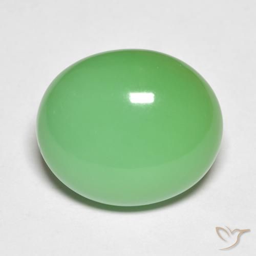 Crisoprasio 16,2 x 13,8mm verde Ovale cabochon dal Madagascar, peso di 10,96 ct, gemma naturale non trattati in purezza Opaque, 1 pezzo Crisoprasio - Colore: Verde acceso, durezza Mohs di 6,5 - 7 adatto per gioielli da indossare ogni giorno, Photo A