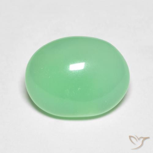 Crisoprasio Ovale cabochon da 5,52 ct dal Madagascar, dimensione 13,2 x 10,3mm, purezza Opaque, pietra preziosa naturale non trattati, Crisoprasio 1pc in colore Verde chiaro di trifoglio, durezza Mohs di 6,5 - 7 adatto per gioielli da indossare ogni giorno, Photo A