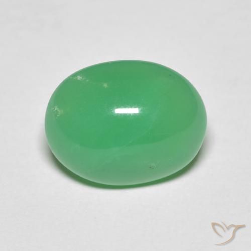 Crisoprasio verde taglio ovale da 4,73 ct dal Madagascar, dimensione 12,3 x 9,7mm, pietra preziosa naturale non trattati , purezza Opaque, Crisoprasio Ovale cabochon da 1 pz, durezza Mohs di 6,5 - 7 adatto per gioielli da indossare ogni giorno, Photo A