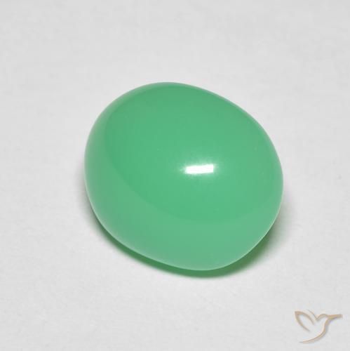3.48 ct Green Chrysoprase Stone, Natural Chrysoprase in Oval Cabochon Shape for Sale