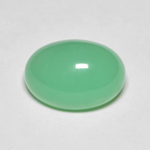 12,1 x 8,5mm grüner Chrysopras im Oval-Cabochon Schliff aus Madagaskar, Gewicht 4,37 ct, Garantiert echter Edelstein in Opaque Reinheit, 1 Stück Chrysopras - die Farbe ist Hellgrün, Mohs-Härte von 6,5 - 7 Geeignet für den täglichen Gebrauch im Schmuck, Photo A