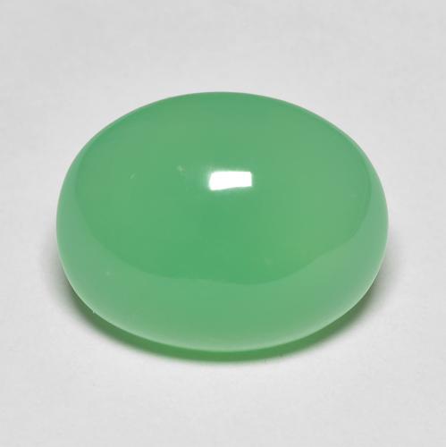 8,18 ct ovaler grüner Chrysopras aus Madagaskar, Größe 14,9 x 12mm, Garantiert natürlicher Edelstein, Opaque Reinheit, 1 Stück Chrysopras in Helles Kleeblattgrün Farbe, Mohs-Härte von 6,5 - 7 Geeignet für den täglichen Gebrauch im Schmuck, Photo A