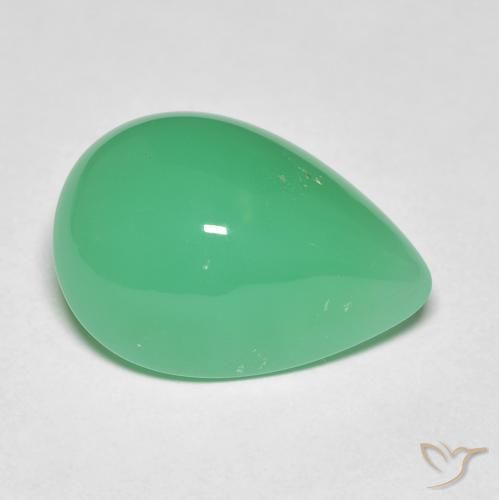 Crisoprasio Cabochon pera da 8,28 ct dal Madagascar, dimensione 16,5 x 11,6mm, purezza Opaque, pietra preziosa naturale non trattati, Crisoprasio 1pc in colore Verde medio, durezza Mohs di 6,5 - 7 adatto per gioielli da indossare ogni giorno, Photo A