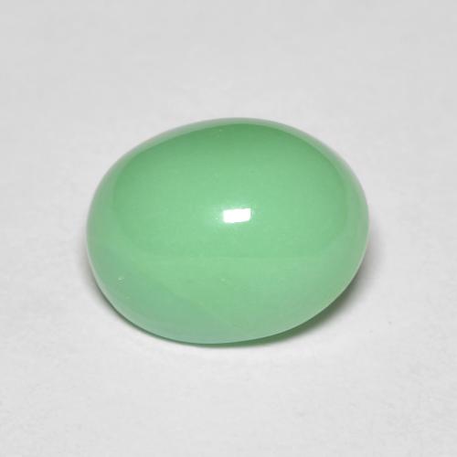 Crisoprasio Ovale cabochon da 4,15 ct dal Madagascar, dimensione 11,2 x 9,1mm, purezza Opaque, pietra preziosa naturale non trattati, Crisoprasio 1pc in colore Verde giallastro pallido, durezza Mohs di 6,5 - 7 adatto per gioielli da indossare ogni giorno, Photo A