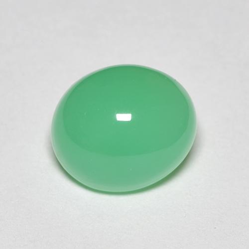 Crisoprasio 9,8 x 8,4mm verde Ovale cabochon dal Madagascar, peso di 3,5 ct, gemma naturale non trattati in purezza Opaque, 1 pezzo Crisoprasio - Colore: Trifoglio verde, durezza Mohs di 6,5 - 7 adatto per gioielli da indossare ogni giorno, Photo A