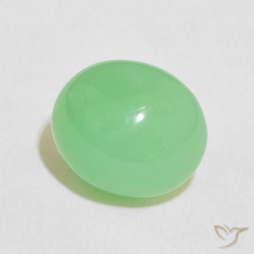 4.19 ct Green Chrysoprase Stone, Natural Chrysoprase in Oval Cabochon Shape for Sale