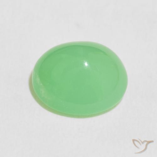 Chrysoprase Gemstone in 10.6 x 9.3 mm Size for Sale, Chrysoprase Stone in Light Shamrock Green Color