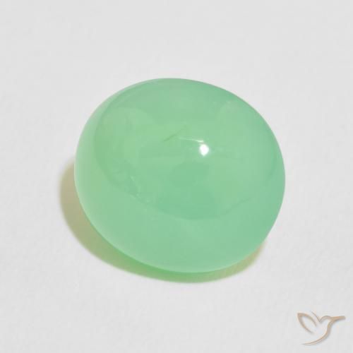 9.76 ct Green Chrysoprase Stone, Natural Chrysoprase in Oval Cabochon Shape for Sale