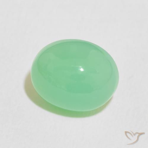 3.60 ct Green Chrysoprase Stone, Natural Chrysoprase in Oval Cabochon Shape for Sale