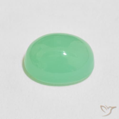 Chrysoprase Gemstone in 10.3 x 8.4 mm Size for Sale, Chrysoprase Stone in Pale Yellowish Green Color