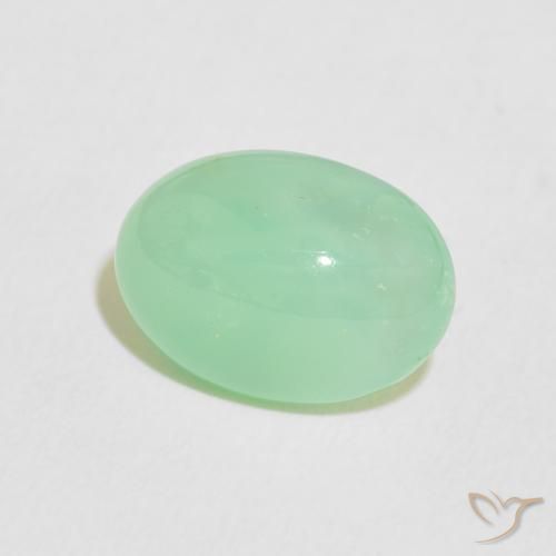 4.68 ct Green Chrysoprase Stone, Natural Chrysoprase in Oval Cabochon Shape for Sale