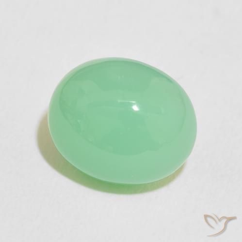 5.14 ct Green Chrysoprase Stone, Natural Chrysoprase in Oval Cabochon Shape for Sale