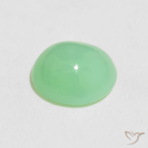 Chrysoprase Gemstone in 9.7 x 9 mm Size for Sale, Chrysoprase Stone in Pale Yellowish Green Color
