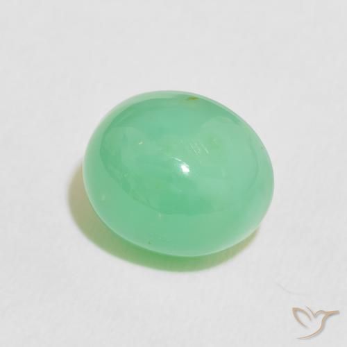 3.76 ct Green Chrysoprase Stone, Natural Chrysoprase in Oval Cabochon Shape for Sale