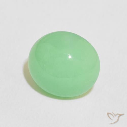 4.56 ct Green Chrysoprase Stone, Natural Chrysoprase in Oval Cabochon Shape for Sale